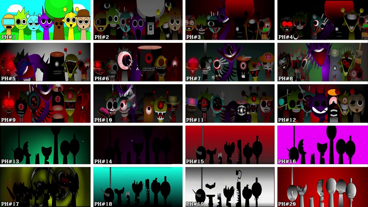 ALL SKY X DURPLE X MR TREE X SIMON X TUNNER X OWAKCX X GARNOLD В SPRUNKI INCREDIBOX - ФАЗА 1 ДО 20