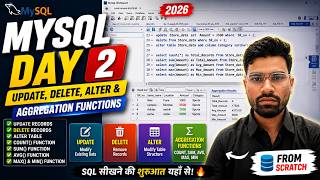 🔥 MySQL Day 2 | UPDATE, DELETE, ALTER & Aggregate Functions | Complete Beginner Guide (2026)