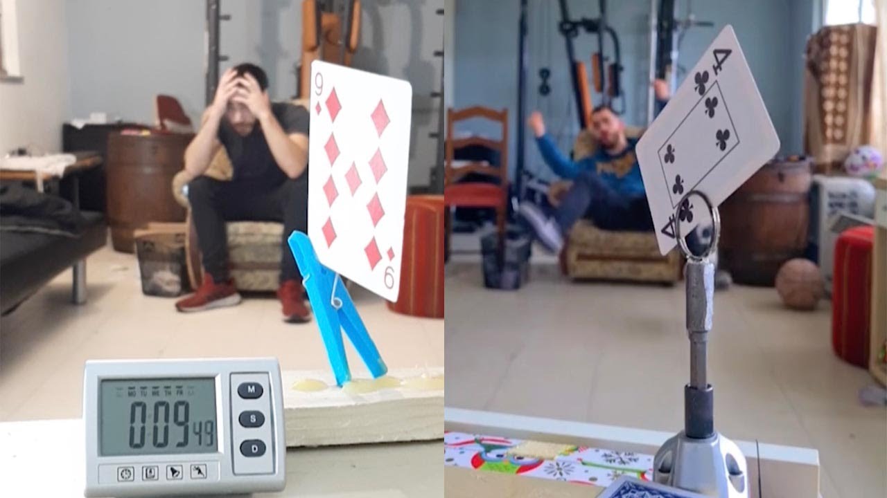 Talented Man Performs Amazing Card Throwing Trick Shots