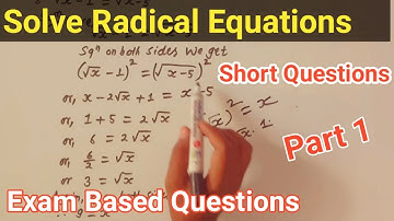 Radical Equations || radical equations class 10 short question ||Solving Radical Equations - Algebra