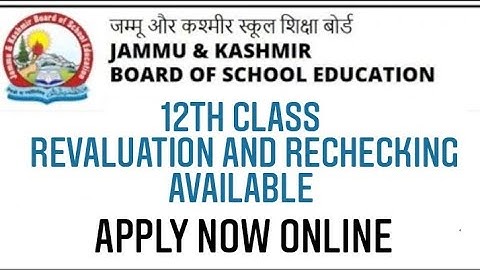 Jkbose 12th class Revaluation and Rechecking apply link available