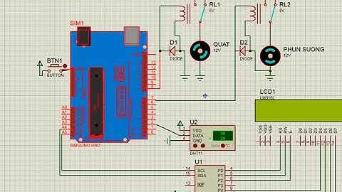 DHT11 Đo và hiển thị độ ẩm nhiệt độ  trên LCD ,điều khiển động cơ bật tắt với Arduino
