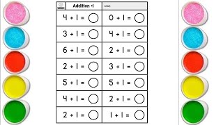 Addition +1 Worksheet for Kids | Learn Numbers with Colors | Math for Preschool