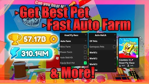 Head Fly Race Script • Free gamepass pet • Fast Auto Farm And More [Roblox]