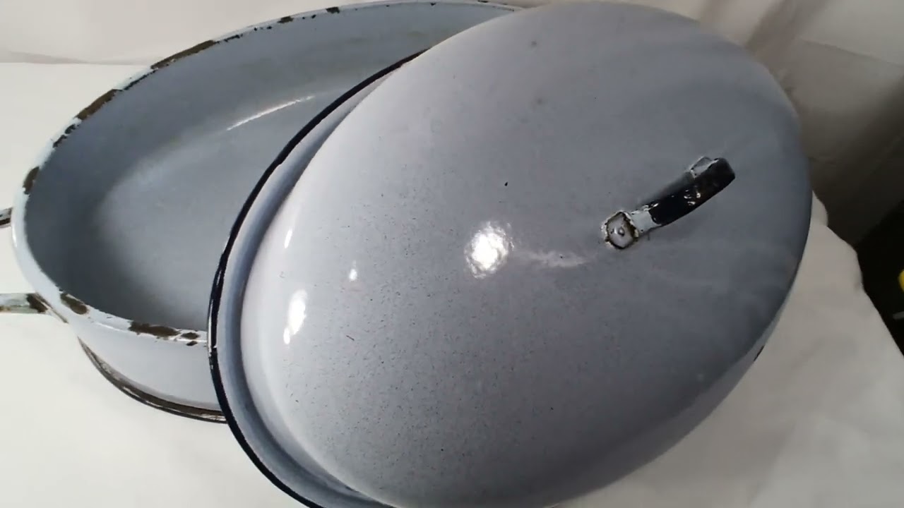 Vintage Savory Turkey Roaster Roasting Double Wall Pan Enamel