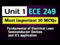 TOP 30 Most Important MCQs of Unit 1 || ECE 249 Mid Term Questions Practise
