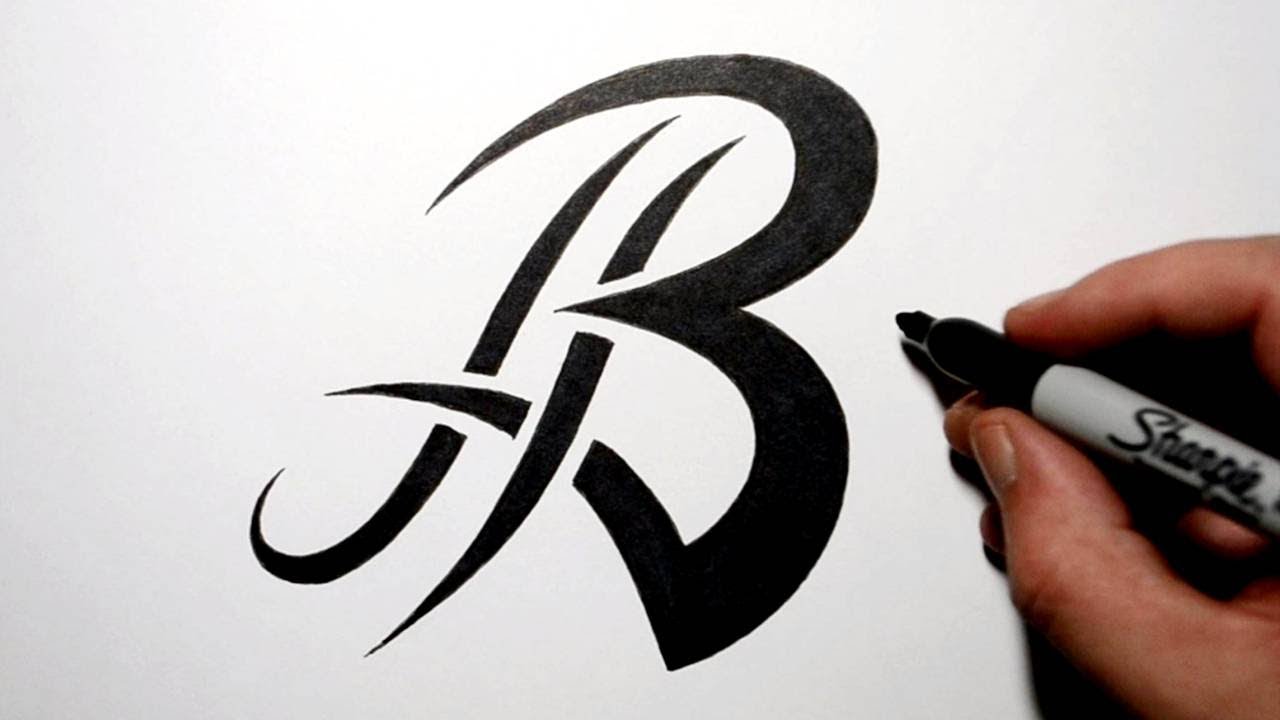 How To Draw An Old English Style Tribal Letter B Youtube