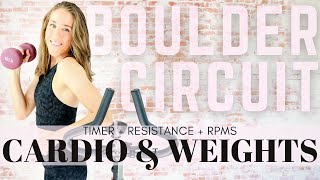 BOULDER CIRCUIT // 45 Minute Spin Class with Weights • Spin & Sculpt Workout