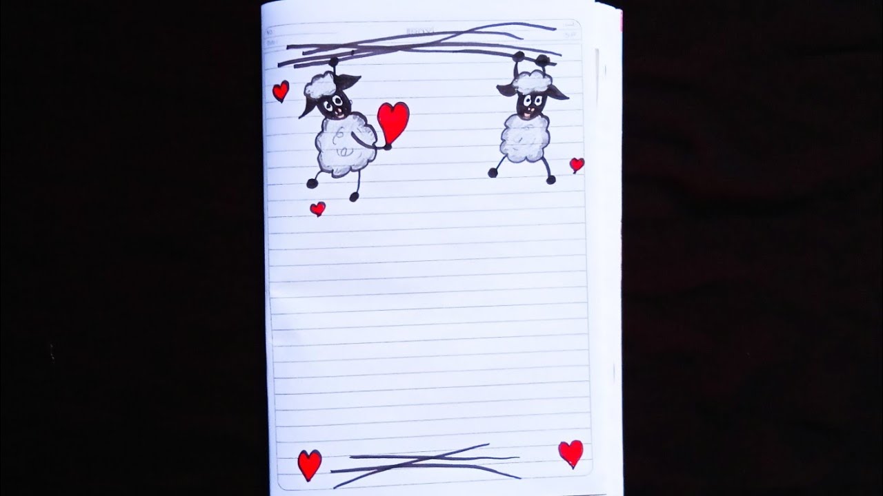 تزين الدفتر بطريقة سهلة جدارسم سهلتعليم الرسم خطوه بخطوه