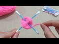 Beautiful ideas made with cotton buds and yarn - Flower decor ideas - Super easy flower making