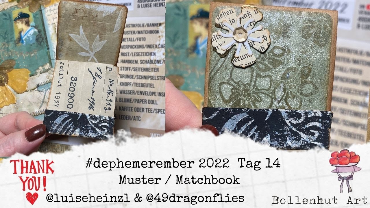 #dephemerember 2022 TAG 14 Muster / Matchbook ❤️ Ein praktisches Streichholzheftle ❤️ Bollenhut Art