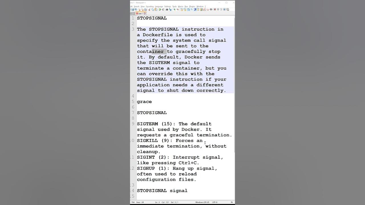 What is stopsignal and why we need to use it in the dockerfile 