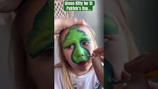 Green St Patrick’s Day Kitty- Shh Its Actually The Grinch 😂🍀💚 #Shorts #Stpatricksday #Facepaint