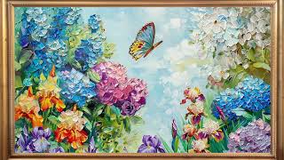 Impressionist Butterfly Floral | Soft Piano Music | TV Screen Wallpaper Background |Framed Art screenshot 2