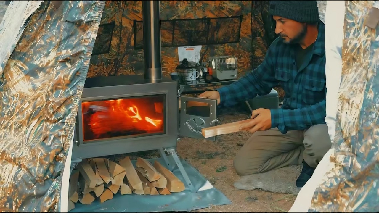 Solo Camping with My Dog . Perfect Hot Tent . Wood Stove ASMR