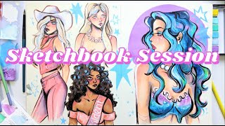 Chill/Relaxing Sketchbook Session - Mixed Media: Watercolor, Markers, Gouache, Colored Pencil, Posca