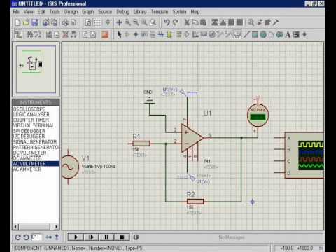 amplificador operacional ideal en proteus