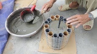 Ideas With Cement For Beginner at Home - Tip Creative a Plant Pots From Paper Tube And Cement by Mixers Construction 255,927 views 4 years ago 10 minutes, 16 seconds