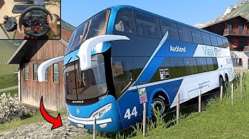 Realistic Bus driving through beautiful village in Switzerland | Bus Simulator | Logitech G29 Setup