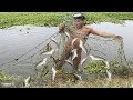 Hombre Pescó con red Grandes TILAPIAS(!) de Pequeña Laguna, Tilapia fishing