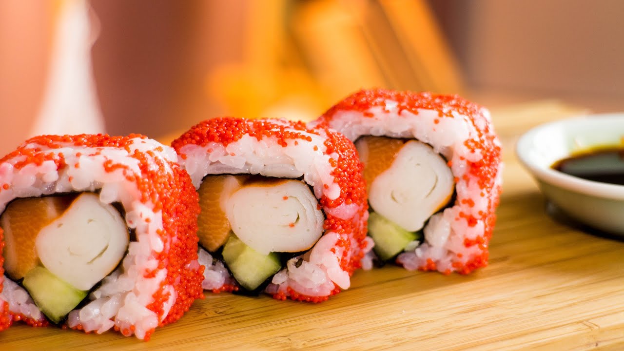 Raspberry Masago Sushi Roll - Recipe | How To Make Sushi