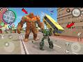 Rope Hero Vice Town Stone Giant Man Throw Bus On Robot Police Car Rope Hero Go To Dancing House