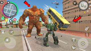 Rope Hero Vice Town (Stone Giant Man throw Bus on Robot Police Car) rope hero go to dancing house screenshot 3