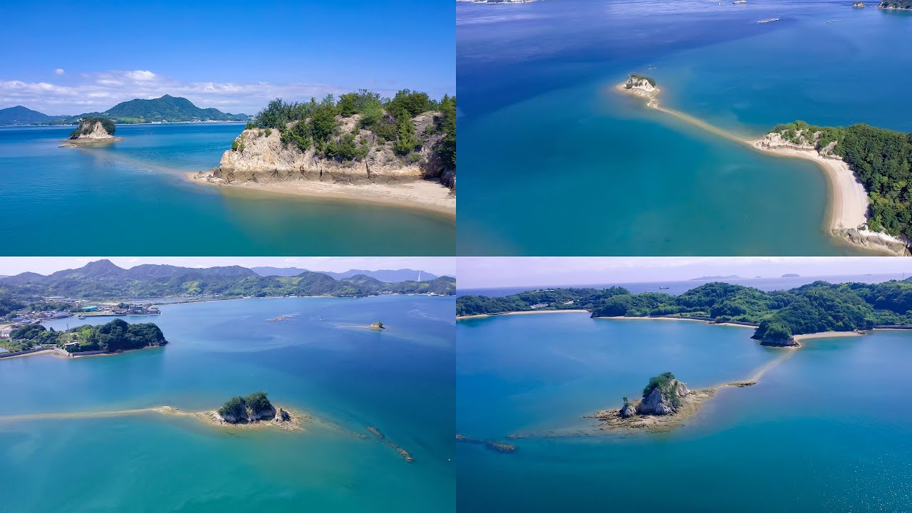 4k 絶景空撮 瀬戸内海 伯方島のエンジェルロード 大角豆島 Another Angel Road At Hakata Island In The Seto Inland Sea Youtube