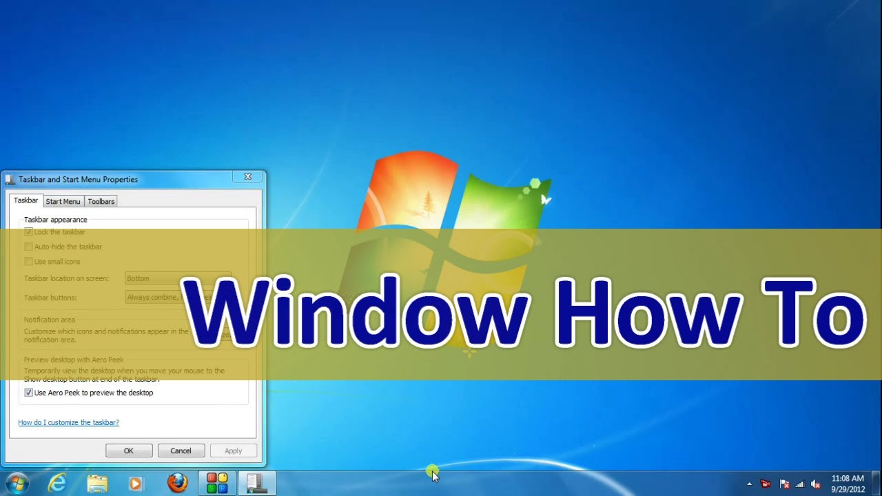 วิธี ซ่อน taskbar windows 7  New Update  How To Auto Hide The Task Bar In Windows 7 | Tips \u0026 Tricks | Tutorials