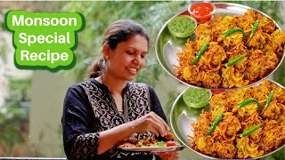 रिमझिम बारिश में कुरकुरे चटपटे पकोड़े | Cabbage Onion Pakoda | Onion pakoda | Cabbage Pakoda | Kabita