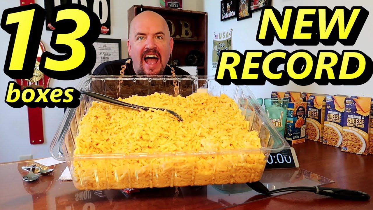 13 BOXES OF MAC AND CHEESE MOST EVER EATEN NEW RECORD 16.5 lbs 7.