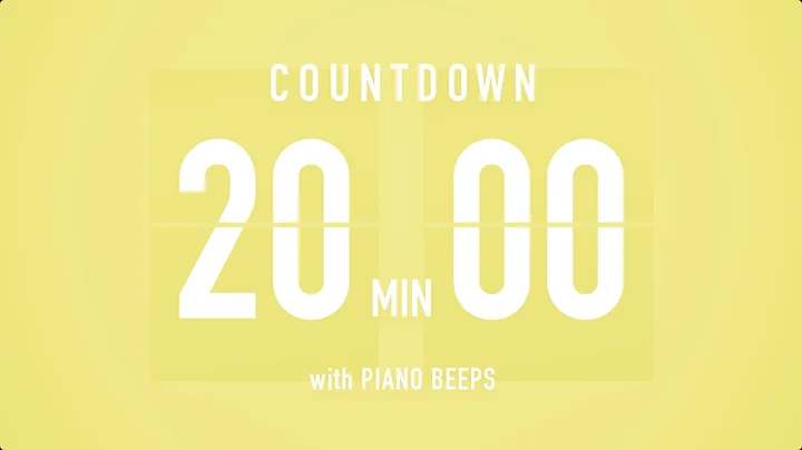 20 Minute Countdown Timer ⏳ Flip Clock with Piano Beeps 🎹🟡