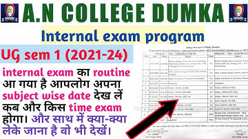 AN college dumka UG sem 1 (2021-24) internal exam program ll aditya narayan college exam routine ll