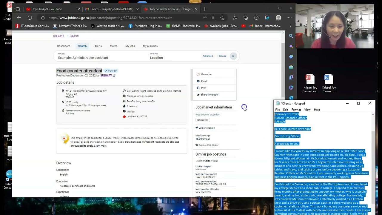 How to send the application to the employer Job Bank DIY YouTube