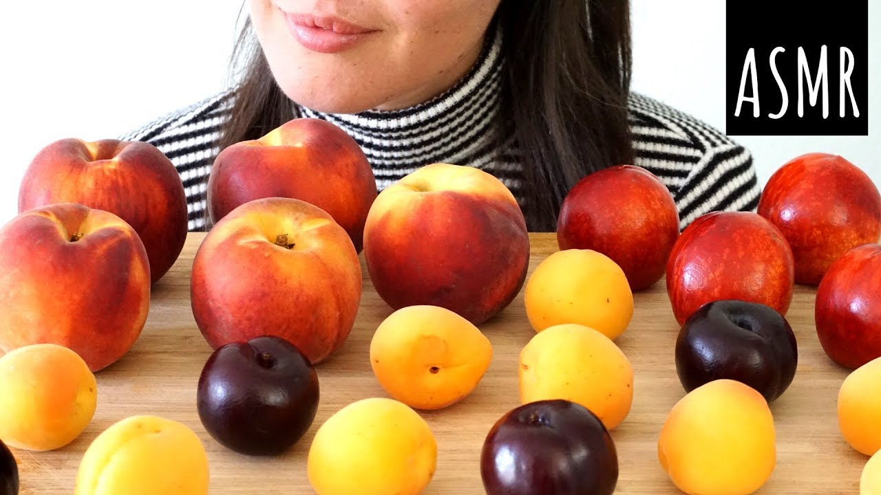 ASMR Eating Sounds: Summer Stone Fruits (No Talking) 