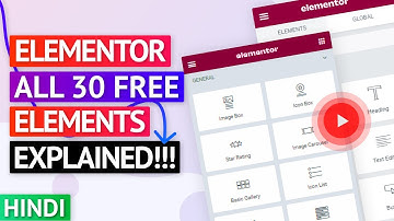 HINDI - Elementor All [30 Free] Elements Explained In Detail [2021 Elementor Beginner Tutorial]
