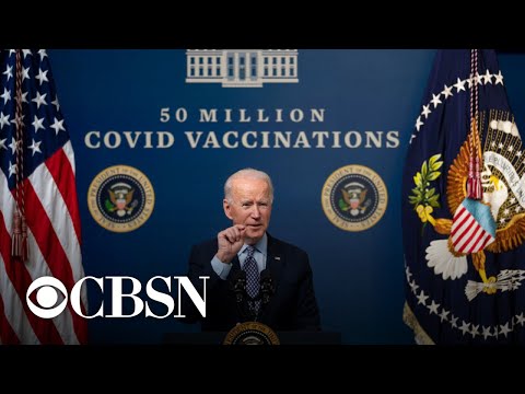 Biden administration marks 50 million coronavirus shots in first five weeks in office.