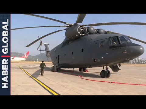 Dünyanın En Büyük Helikopteri Mi26'nın Marmaris'te Yangınla Mücadelesi Görüntülendi