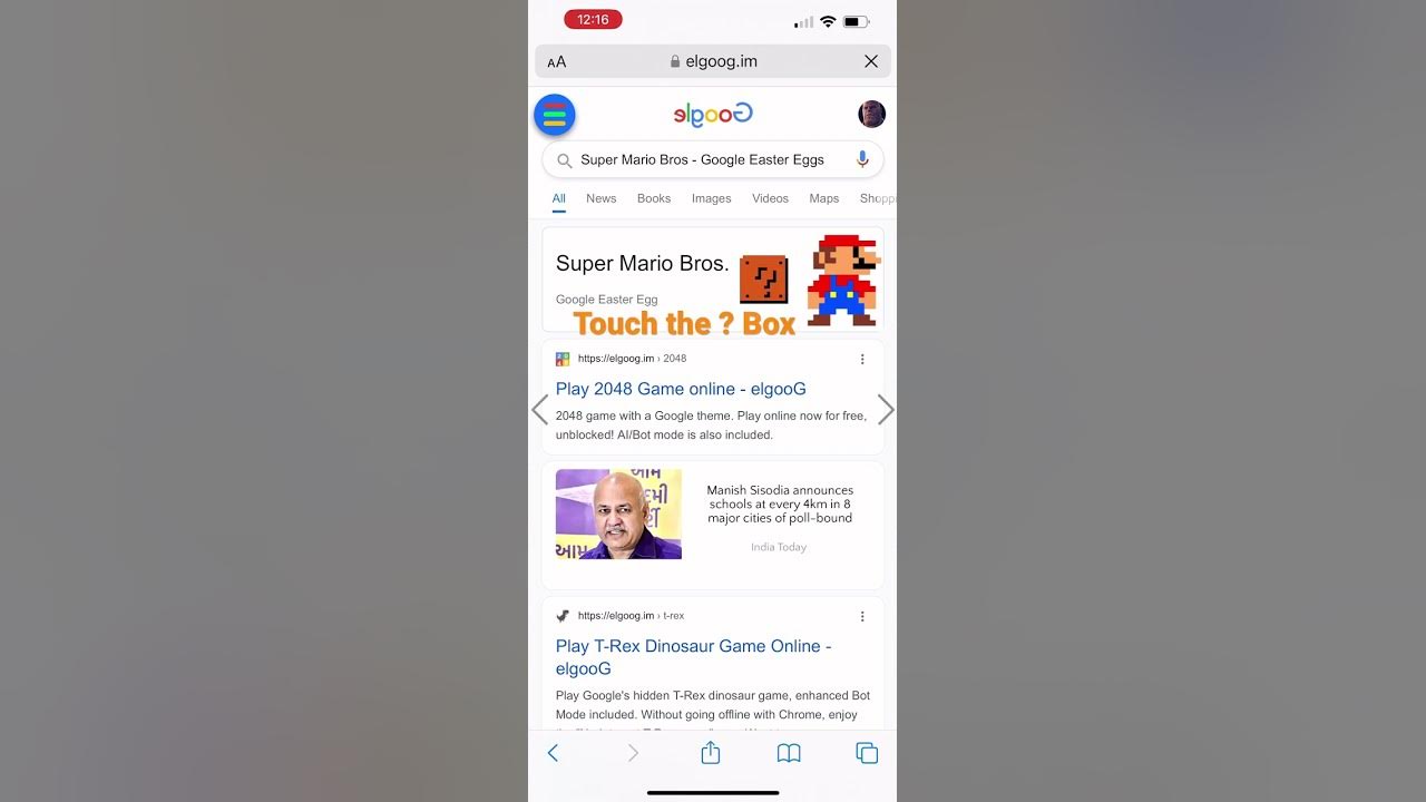 Search Super Mario Bros Easter Egg on Google 