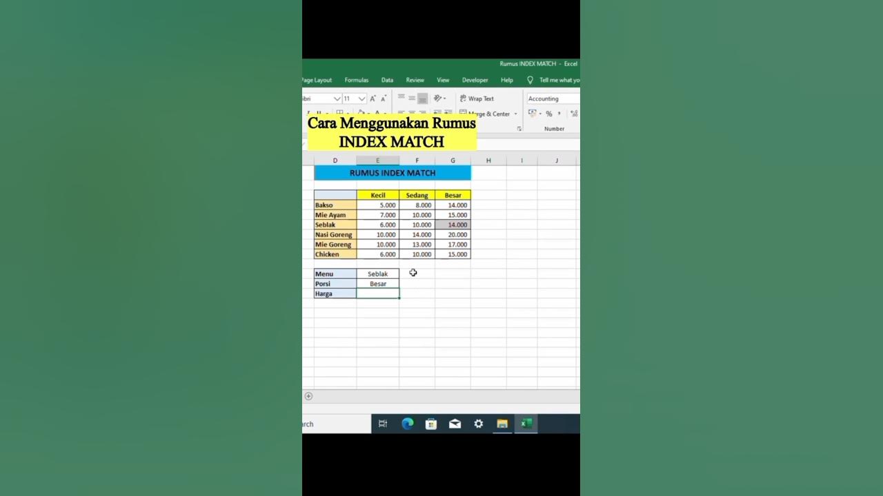 Cara Menggunakan Rumus Index Match di Excel #excel #exceltips # ...