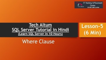 Where Clause | Row Filtration using Where | SQL Server Tutorial in Hindi | Lesson - 5