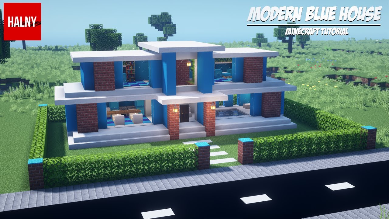 Minecraft Modern Blue House Tutorial