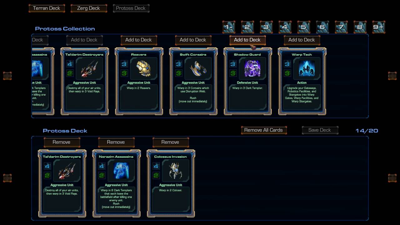 Starcraft 2 Battlefront Card Game LotV New Protoss Deck