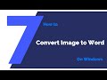 How to Convert a PDF Image to Word on Windows | PDFelement 7