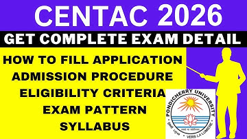 CENTAC 2026 Notification (Out), Application, Dates, Eligibility, Syllabus, Pattern, Admit Card