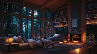 Fireplace and Rainstorm Sounds for Restful Sleep - Cozy Cabin Getaway - 3-Hour Rain Symphony