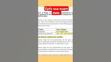 epfo ssa & stenographer exam dates out||# EPFO #ssc #cgl #ssa #2023