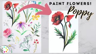 How to Paint Flowers with Acrylics | Poppy Tutorial