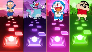 Ninja Hattori vs Oggy vs Doraemon vs Shinchan - Tiles Hop EDM Rush screenshot 4