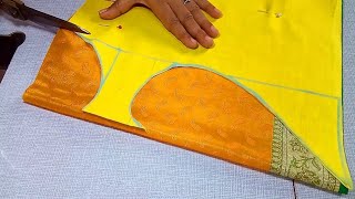 Very stylish Paithani sarre boat neck design || Latest blouse design || #madhurafashionkatta